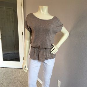 Express Sparkle Metallic Peplum Sweater Top Small